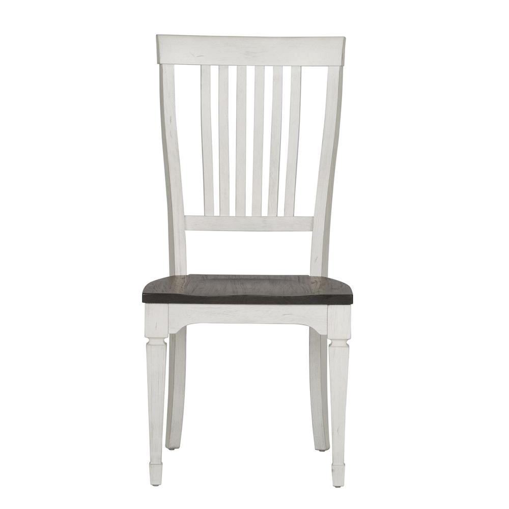 Allyson Park 7 Piece Rectangular Table Set in Wirebrushed White w/ Charcoal Top