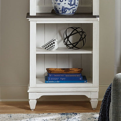 Entertainment Center with Piers - Wirebrushed White with Charcoal Tops