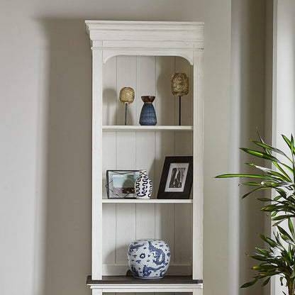Entertainment Center with Piers - Wirebrushed White with Charcoal Tops