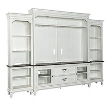Entertainment Center with Piers - Wirebrushed White with Charcoal Tops