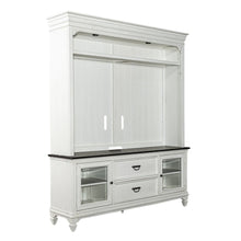 Allyson Park Entertainment Center - Wirebrushed White with Charcoal Tops