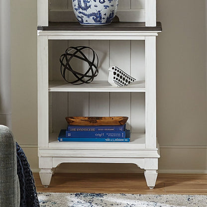 Entertainment Center with Piers - Wirebrushed White with Charcoal Tops