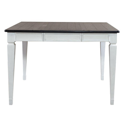 Allyson Park Counter Height Leg Table in Wirebrushed White w/ Charcoal Top