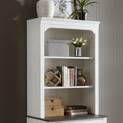 Lateral File Hutch W32" x D15" x H46" Cottage -  White w/ Charcoal Tops