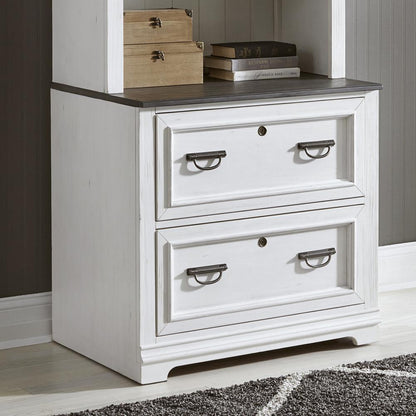 Allyson Park Bunching Lateral File Cabinet in Wirebrushed White w/ Charcoal Top