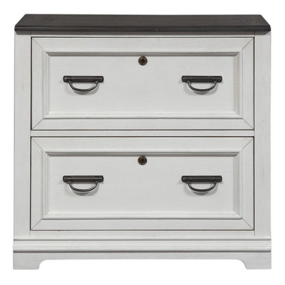 Allyson Park Bunching Lateral File Cabinet in Wirebrushed White w/ Charcoal Top