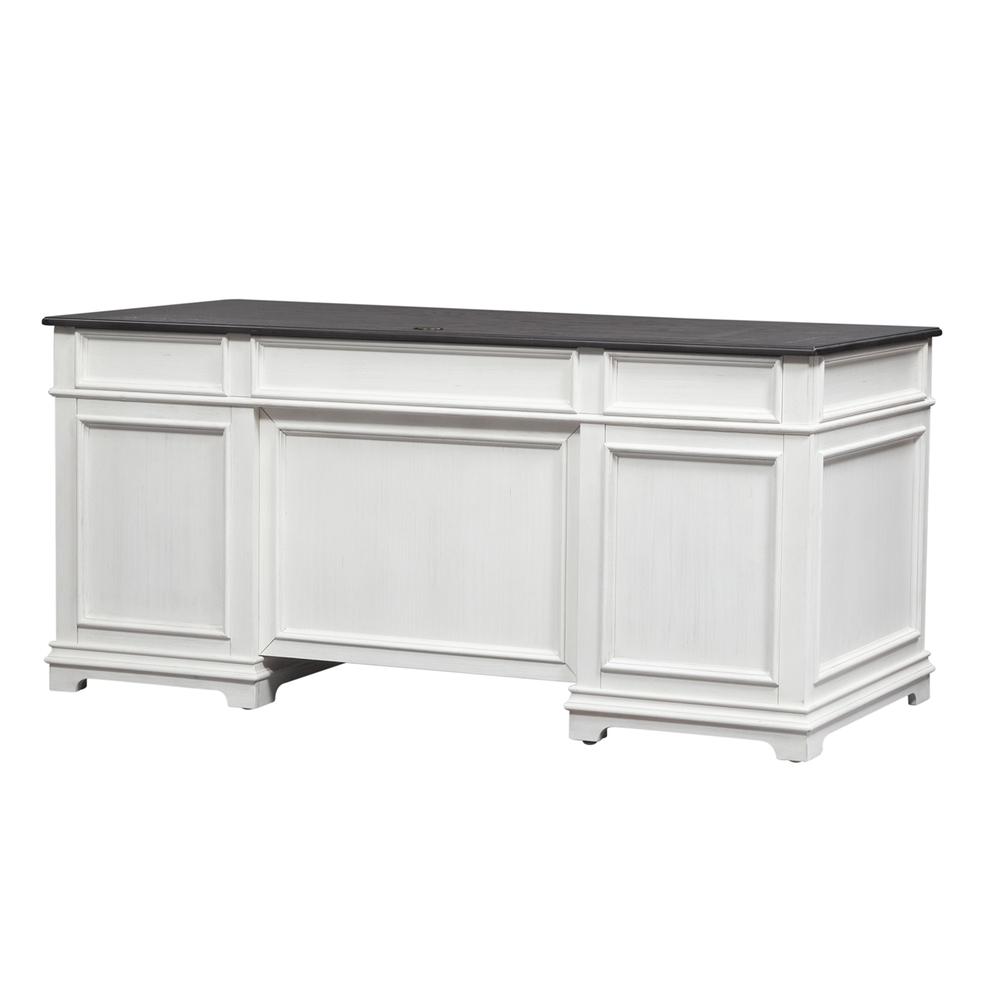 Allyson Park Desk in Wirebrushed White w/ Charcoal Top