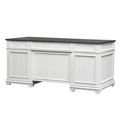 Allyson Park Desk in Wirebrushed White w/ Charcoal Top