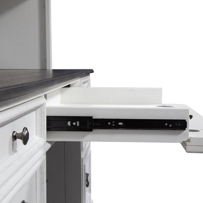 Allyson Park Desk in Wirebrushed White w/ Charcoal Top