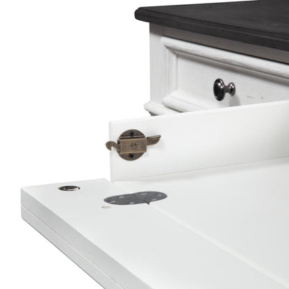 Allyson Park Desk in Wirebrushed White w/ Charcoal Top
