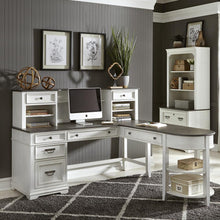 Allyson Park L Shaped Desk Set in Wirebrushed White w/ Charcoal Top