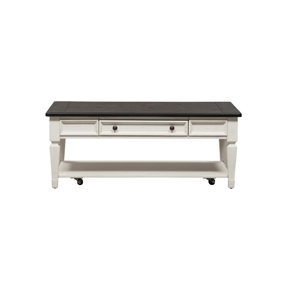 Allyson Park Rectangular Cocktail Table in Wirebrushed White w/ Charcoal Top