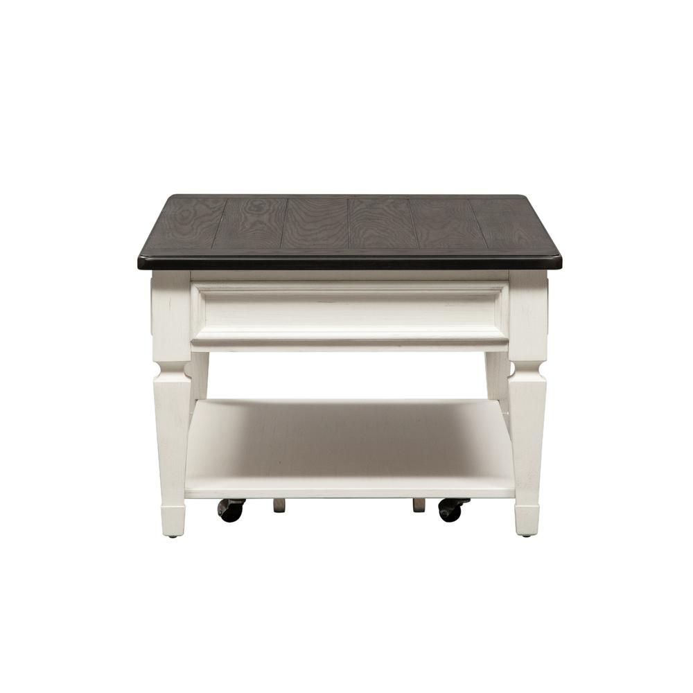 Allyson Park Rectangular Cocktail Table in Wirebrushed White w/ Charcoal Top