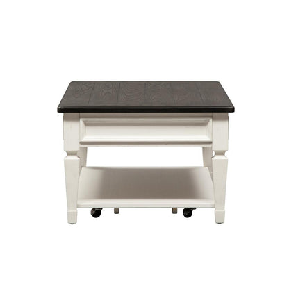 Allyson Park Rectangular Cocktail Table in Wirebrushed White w/ Charcoal Top