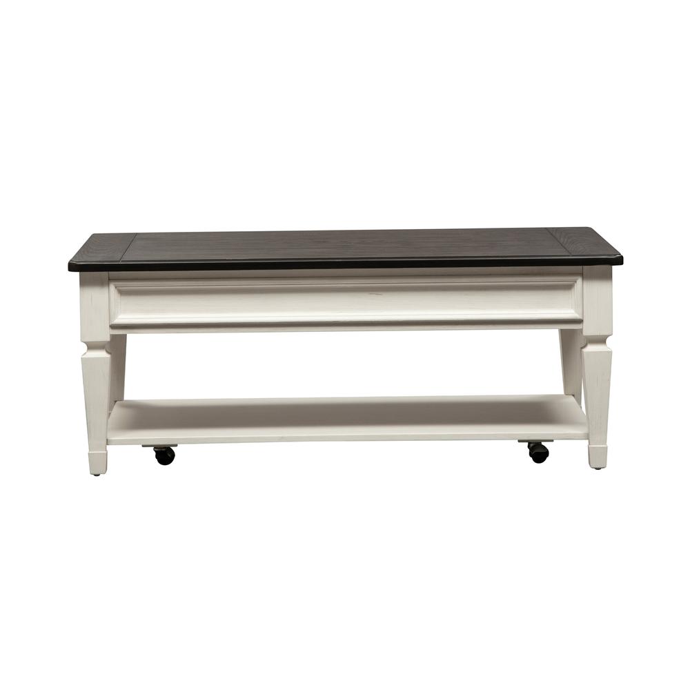 Allyson Park Rectangular Cocktail Table in Wirebrushed White w/ Charcoal Top