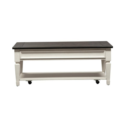 Allyson Park Rectangular Cocktail Table in Wirebrushed White w/ Charcoal Top