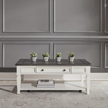 Allyson Park Rectangular Cocktail Table in Wirebrushed White w/ Charcoal Top