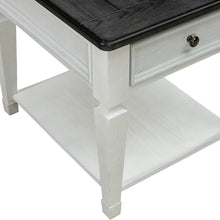 Antique White Wood End Table with Drawer and Bottom Shelf for Living Room