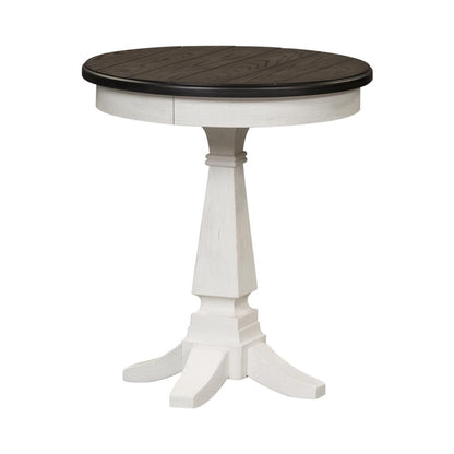 Allyson Park Chair Side Table in Wirebrushed White w/ Charcoal Top