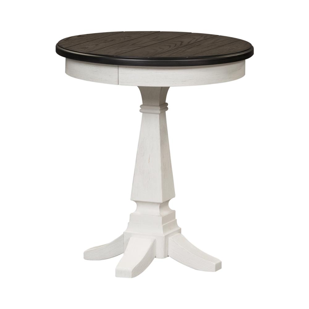 Allyson Park Chair Side Table in Wirebrushed White w/ Charcoal Top