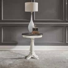 Allyson Park Chair Side Table in Wirebrushed White w/ Charcoal Top
