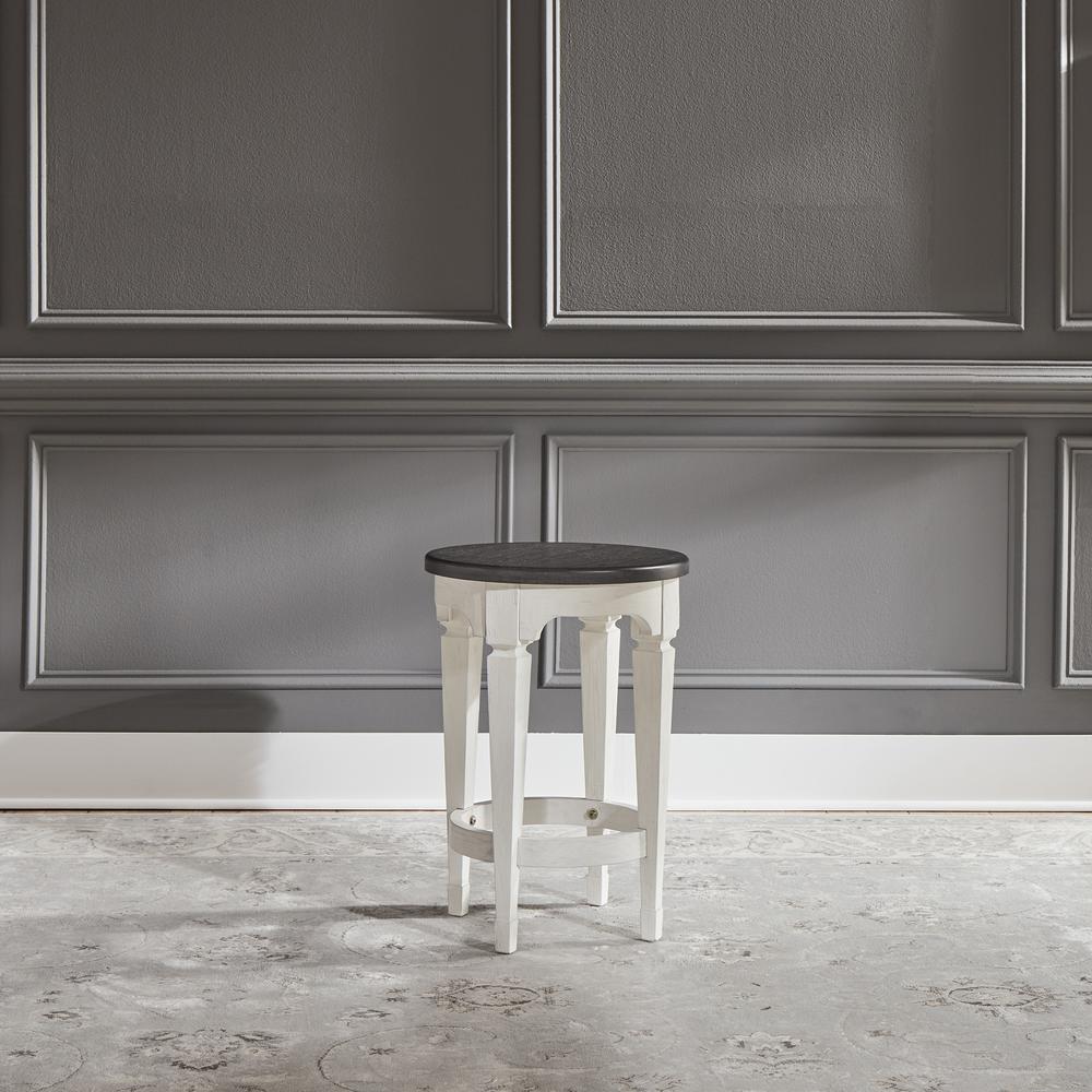 Allyson Park Console Stool in Wirebrushed White w/ Charcoal Top