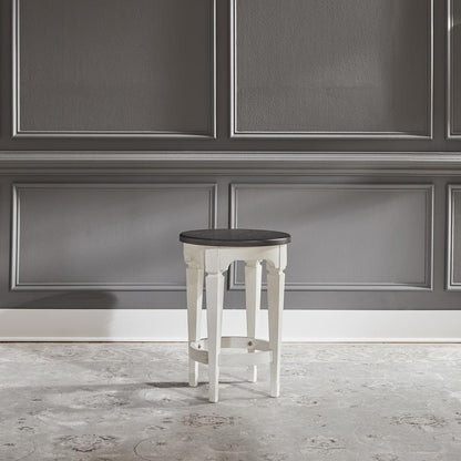 Allyson Park Console Stool in Wirebrushed White w/ Charcoal Top