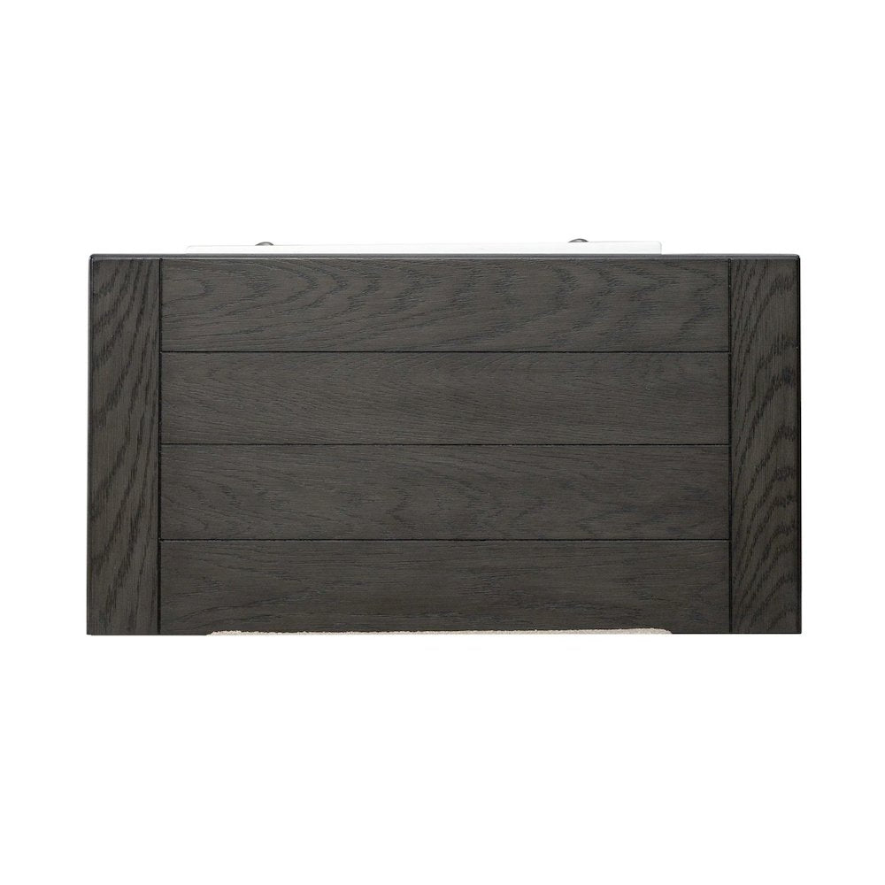 Cabinet Cottage Home Storage Pet Food Bowl Drawer - White w/ Charcoal Tops