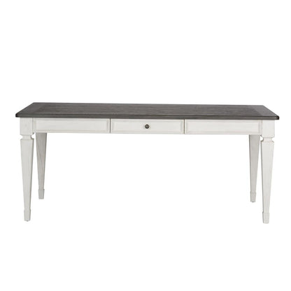 Allyson Park Rectangular Leg Table in Wirebrushed White w/ Charcoal Top