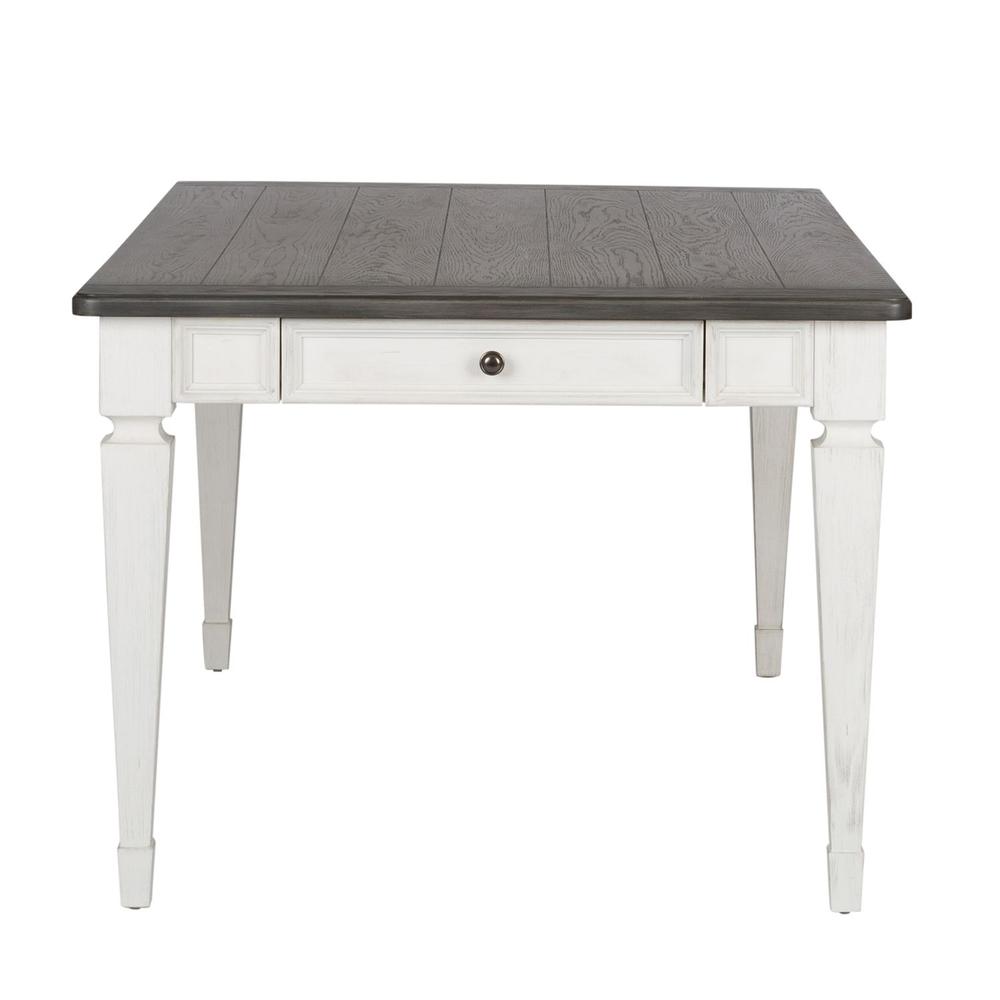 Allyson Park Rectangular Leg Table in Wirebrushed White w/ Charcoal Top