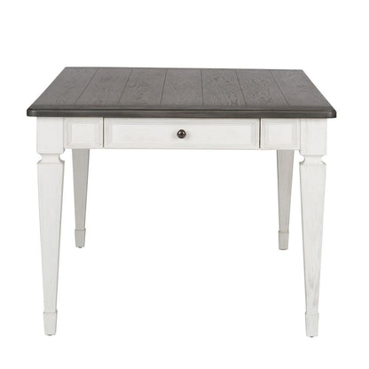 Allyson Park Rectangular Leg Table in Wirebrushed White w/ Charcoal Top