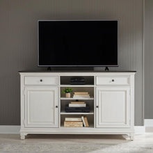 Allyson Park 68 Inch Highboy TV Console in Wirebrushed White w/ Charcoal Top