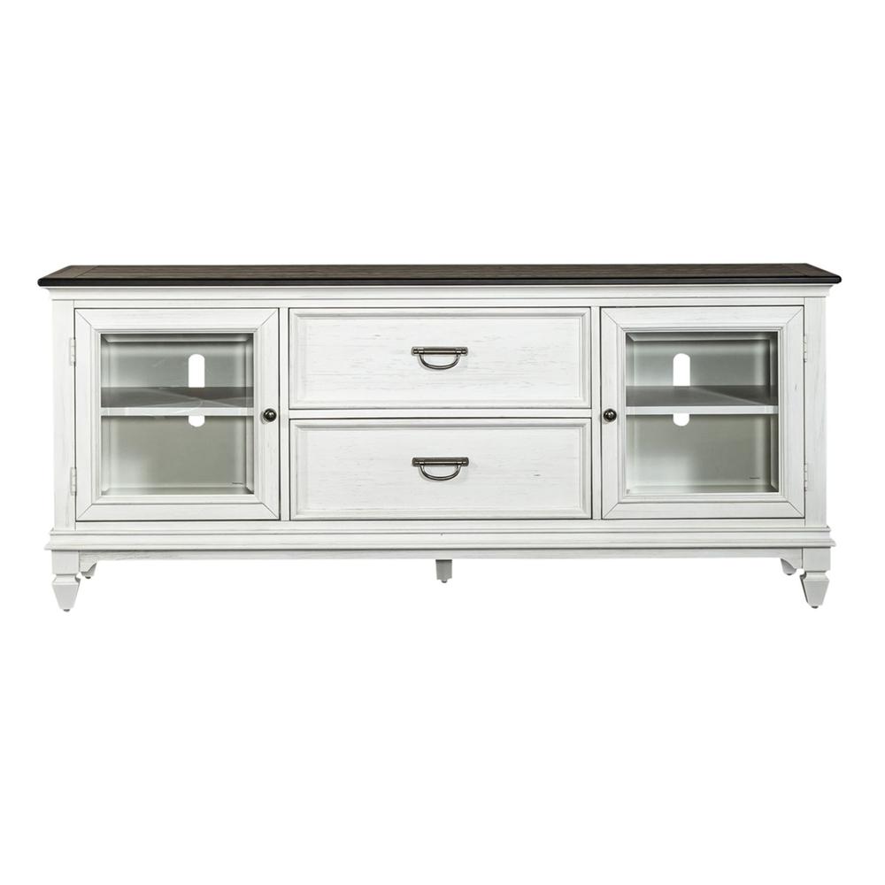 Allyson Park Entertainment TV Stand in Wirebrushed White w/ Charcoal Top