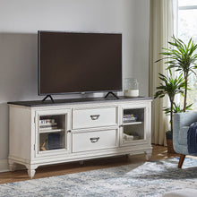 Entertainment Center with Piers - Wirebrushed White with Charcoal Tops