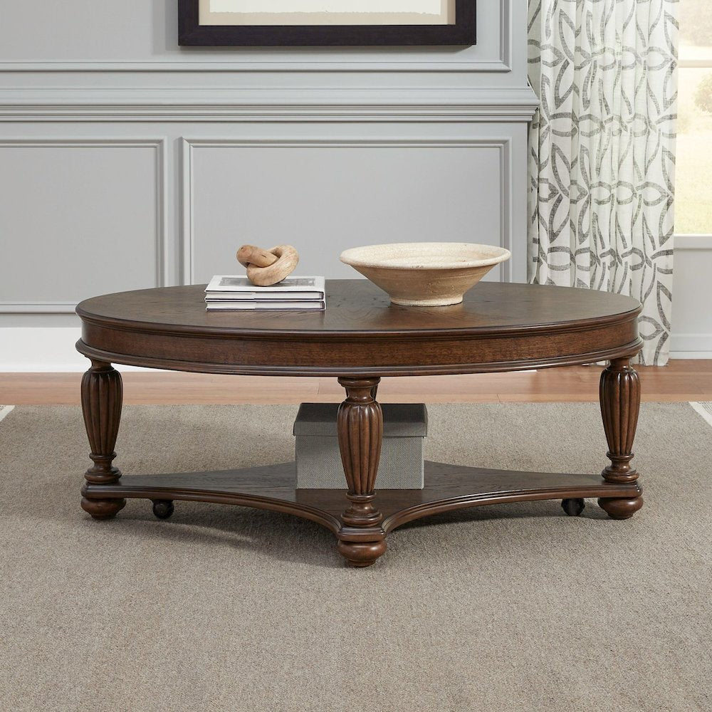 Allington Oval Cocktail Table for Living Room - Satin Sienna