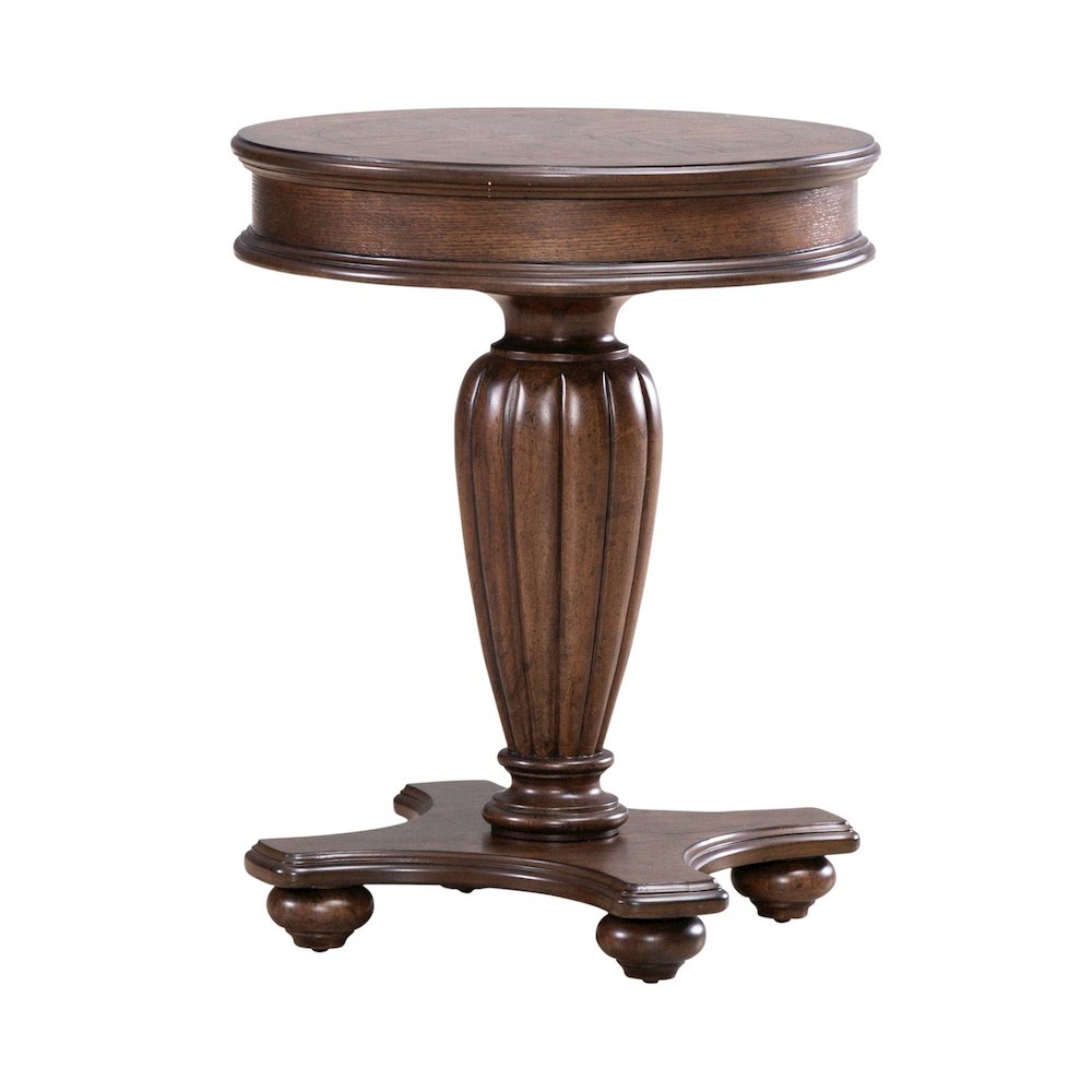 Allington Round End Table for Living Room - Satin Sienna
