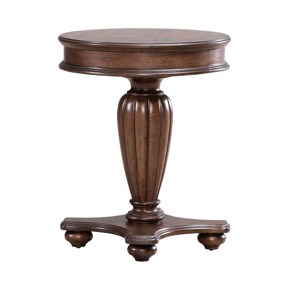 Allington Round End Table for Living Room - Satin Sienna