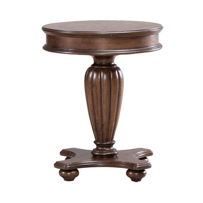Allington Round End Table for Living Room - Satin Sienna
