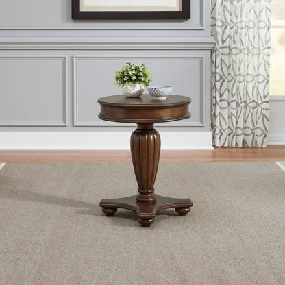 Allington Round End Table for Living Room - Satin Sienna