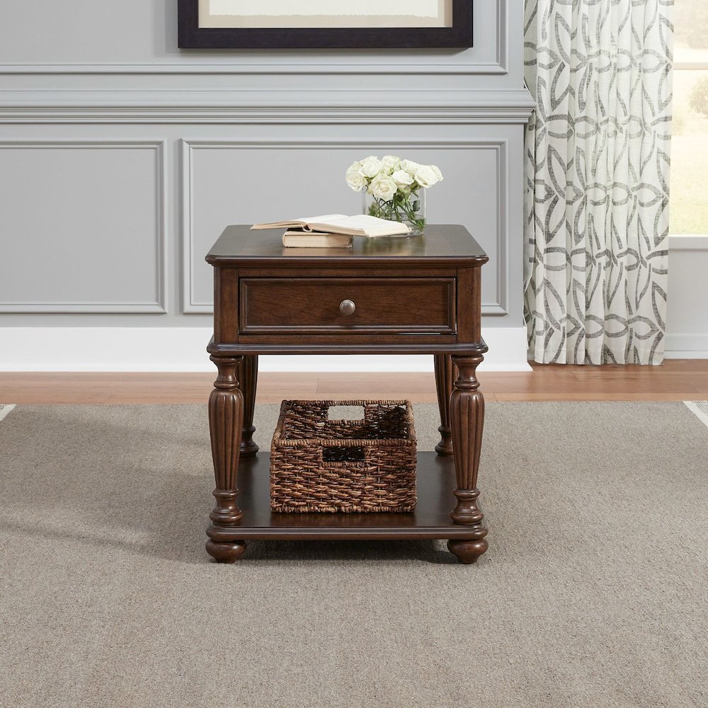 Allington Rectangular End Table for Living Room - Satin Sienna