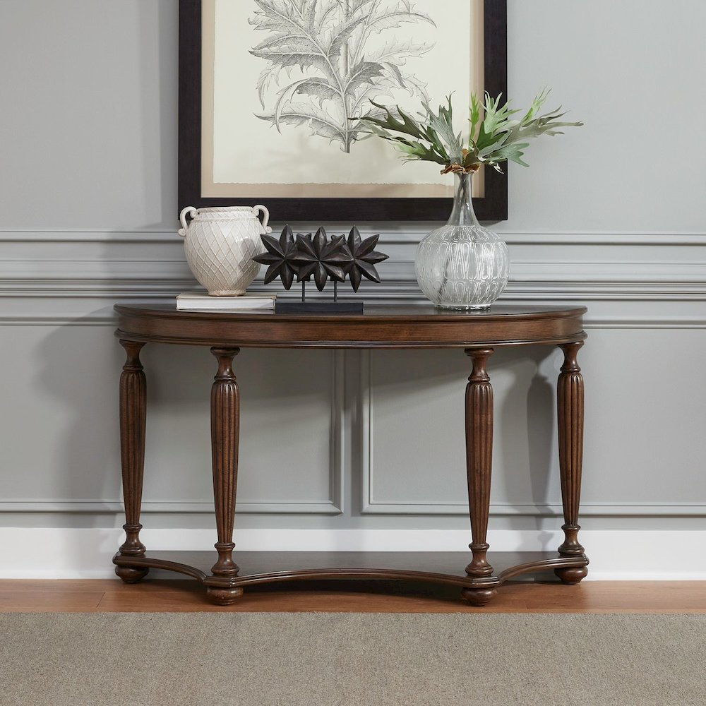 Allington Demilune Sofa Table for Living Room - Satin Sienna