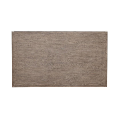 City Scape Metal Accent Oak Wood Cocktail Table for Living Room Burnished Beige
