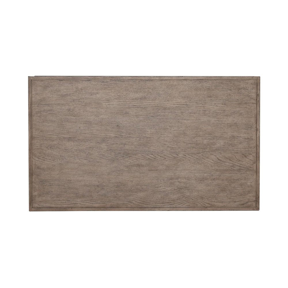 City Scape Metal Accent Oak Wood Cocktail Table for Living Room Burnished Beige