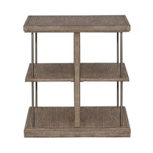 City Scape Metal Accent Oak Wood End Table for Living Room Burnished Beige