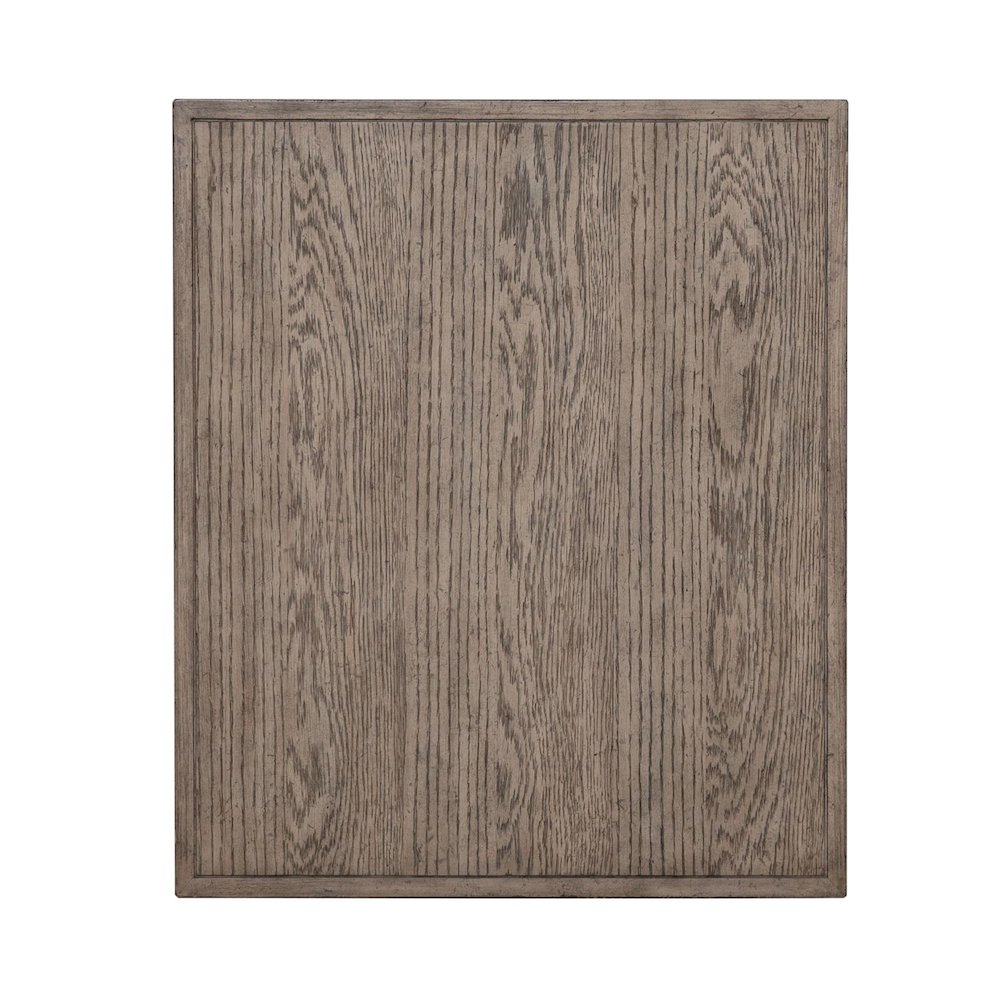 City Scape Metal Accent Oak Wood End Table for Living Room Burnished Beige