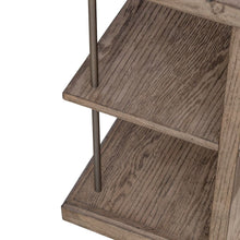 City Scape Metal Accent Oak Wood End Table for Living Room Burnished Beige