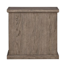 City Scape Metal Accent Oak Wood Chair Side Table for Living Room, Beige
