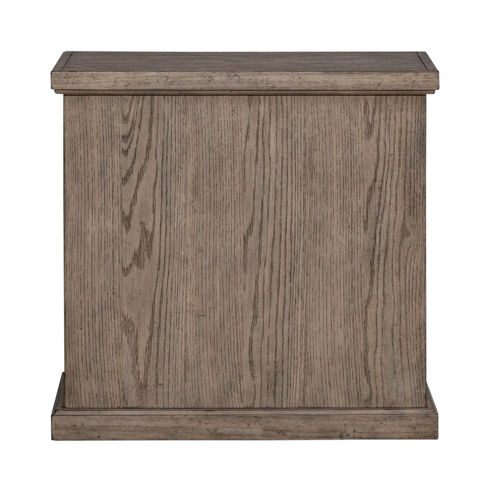 City Scape Metal Accent Oak Wood Chair Side Table for Living Room, Beige