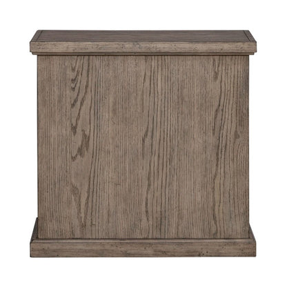 City Scape Metal Accent Oak Wood Chair Side Table for Living Room, Beige