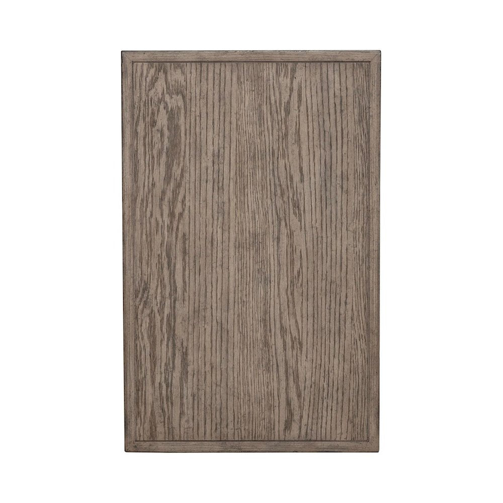 City Scape Metal Accent Oak Wood Chair Side Table for Living Room, Beige